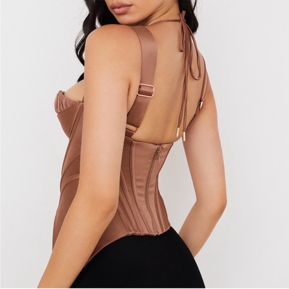 HOUSE OF CB 'Livia' Toffee Satin Peplum Corset NWOT - Picture 6 of 10